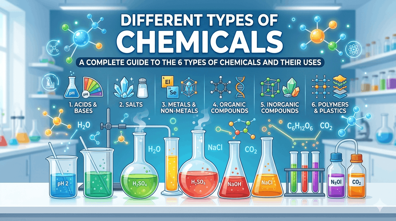 Different Types of Chemicals: A Complete Guide to the 6 Types of Chemicals and Their Uses
